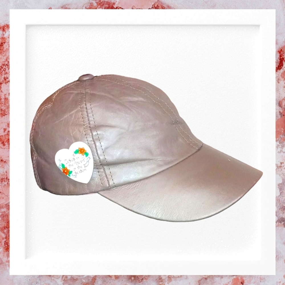 Vintage Brown Leather Women's Fitted Baseball Hat